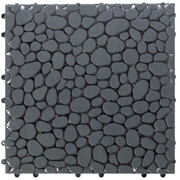 Gardenised Interlocking Cobbled Stone Look Garden Pathway Tiles, Decorative Floor Grass Pavers Anti- Slip Mat QI003970.5